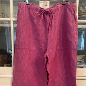 Faherty Brand Laidback Linen Pant, XL, Ibis Rose Striped